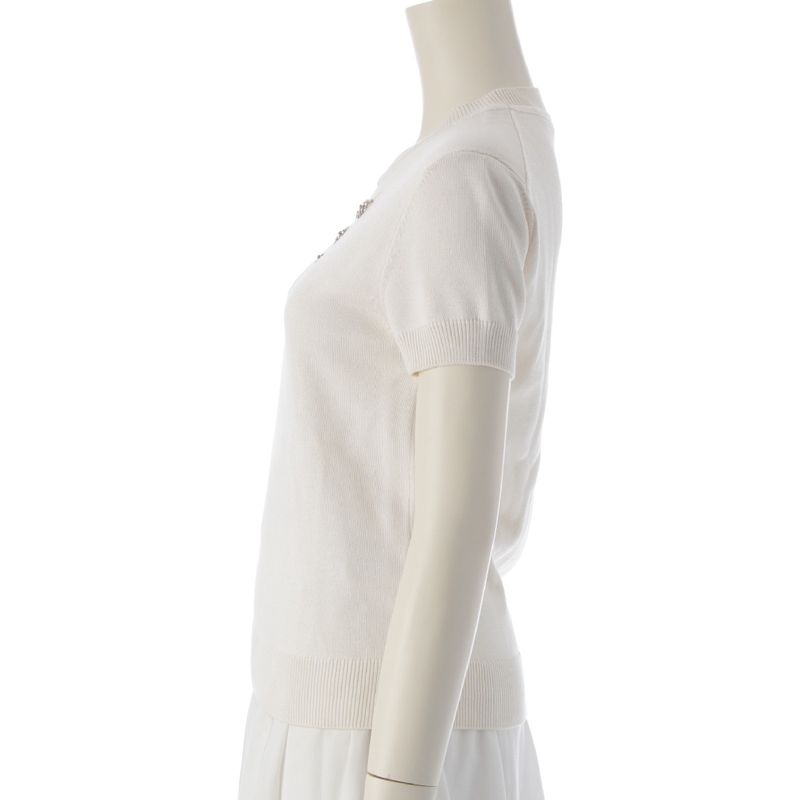 Hermes Viscose X Silk Charm Short Sleeve Knit Sweater Tops 2e2603d6 Ivory 36