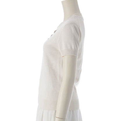 Hermes Viscose X Silk Charm Short Sleeve Knit Sweater Tops 2e2603d6 Ivory 36