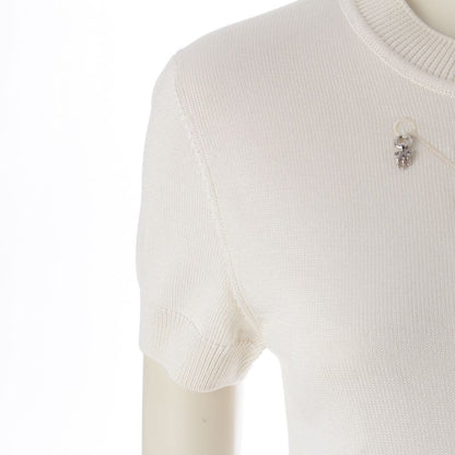 Hermes Viscose X Silk Charm Short Sleeve Knit Sweater Tops 2e2603d6 Ivory 36