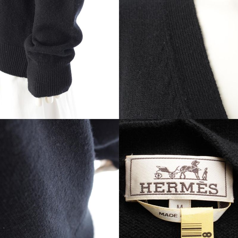 Hermes Cashmere Spider Motif Knit Cardigan Tops Black M