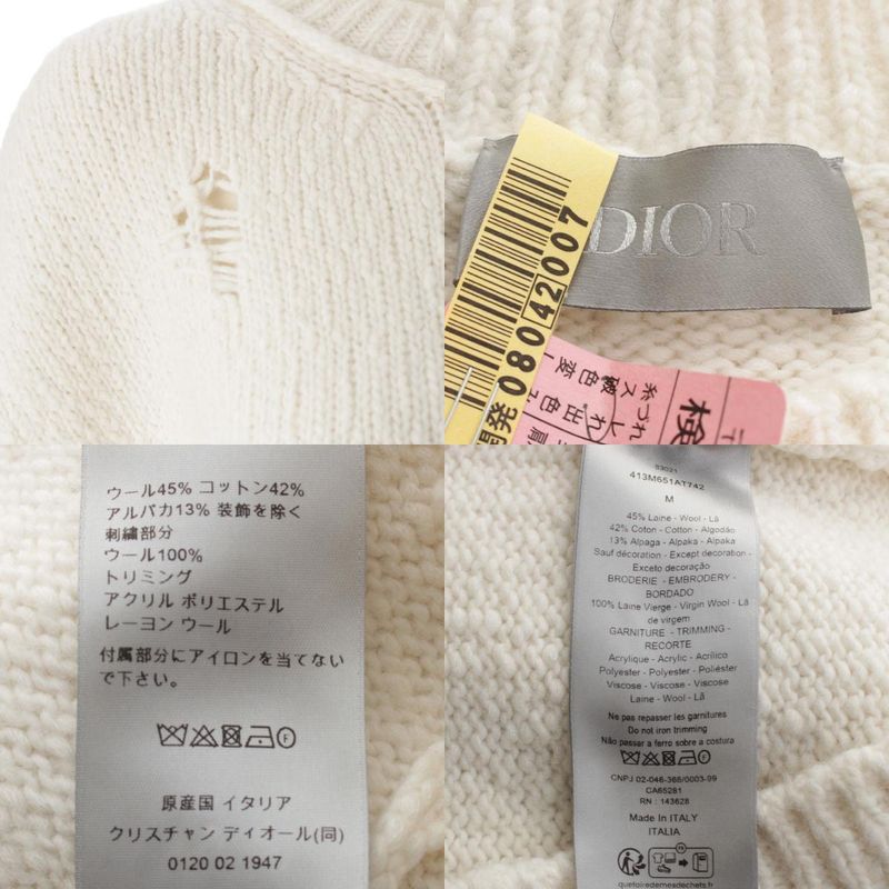 Dior 24SS Wool Distressed Processing Otani Workshop Knit Sweater Tops 413m651at7