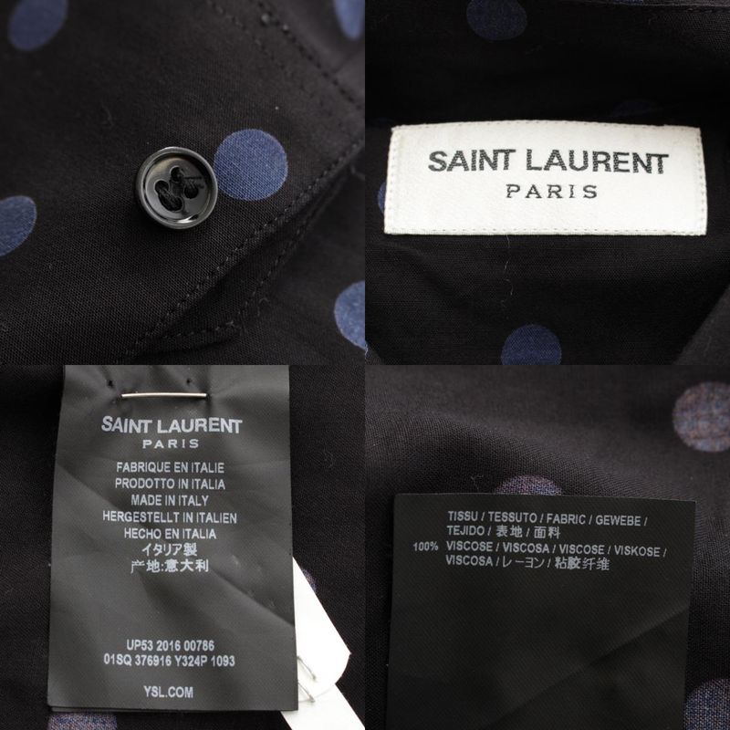 Saint Laurent 16 Year Eddy Period Dot Polka Dot Long Sleeve Shirt Tops 376916