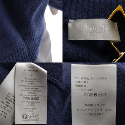 Dior Cashmere Wool Logo 1947 Knit Long Sleeve Tops 413m653at759 Navy M