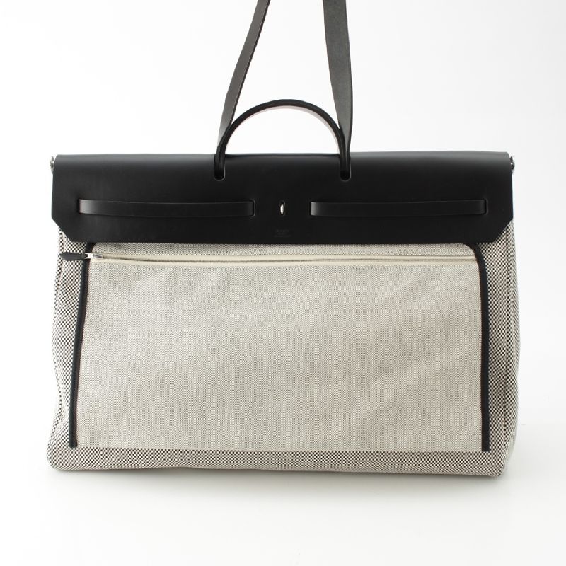 Hermes Herbag Her Bag Zip 50 le Tourne Cabin Toile GM Shoulder Handbag
