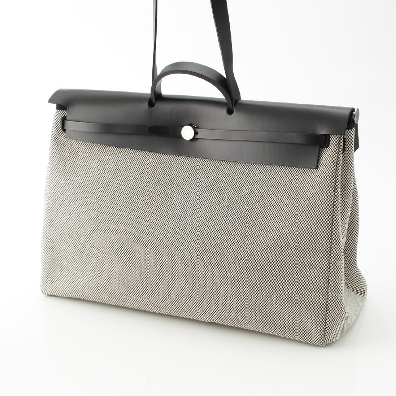 Hermes Herbag Her Bag Zip 50 le Tourne Cabin Toile GM Shoulder Handbag