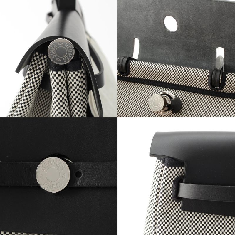 Hermes Herbag Her Bag Zip 50 le Tourne Cabin Toile GM Shoulder Handbag