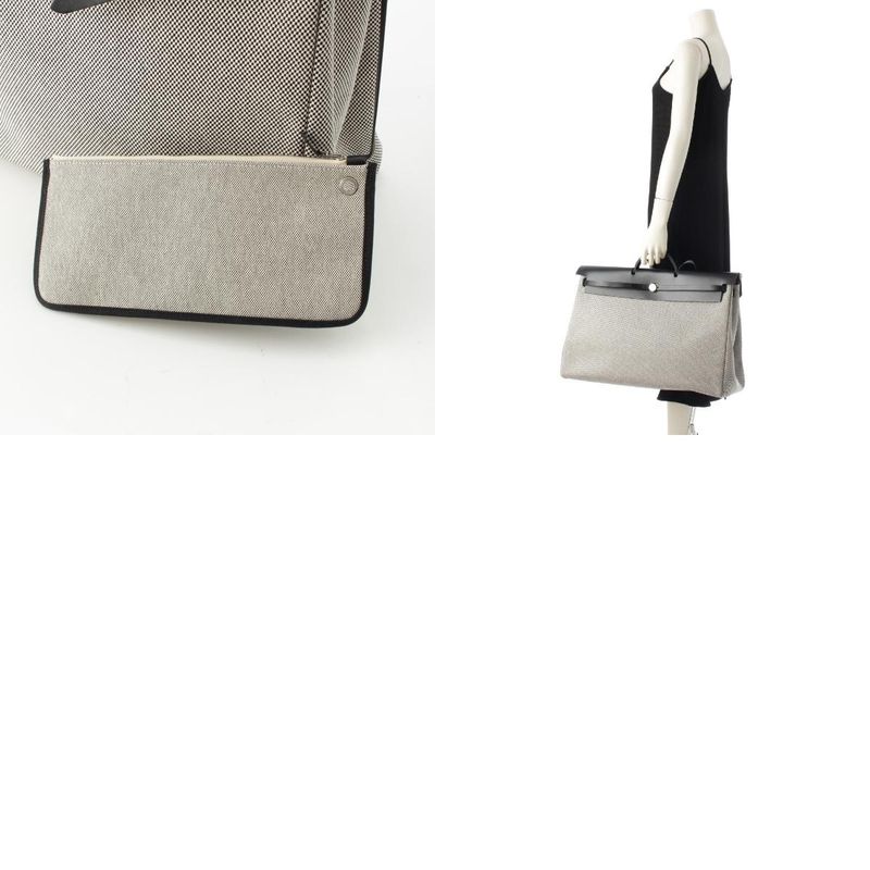 Hermes Herbag Her Bag Zip 50 Le Tourne Cabin Toile GM Shoulder Handbag Y