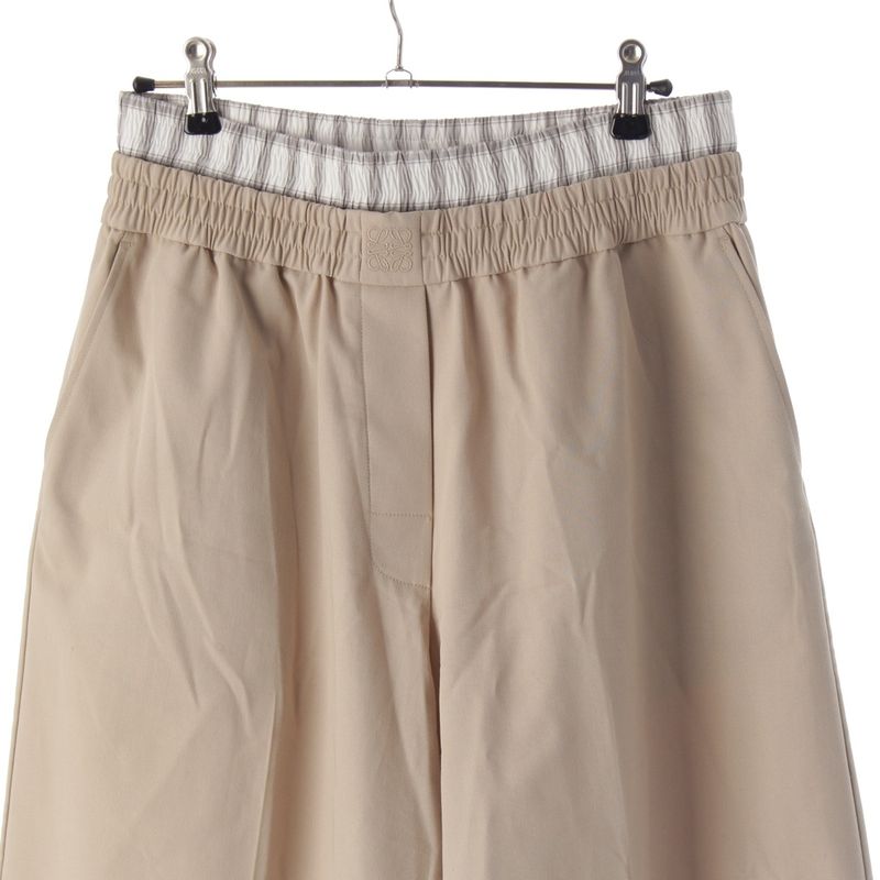 Loewe 25SS Cotton Anagram Logo Layered Cropped Chino Pants Trousers Slacks