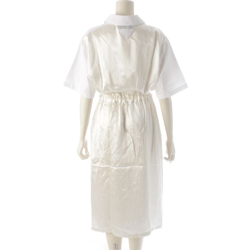 Prada 24 Years Cotton X Acetate X Viscose Short Sleeve Long Switching Dress