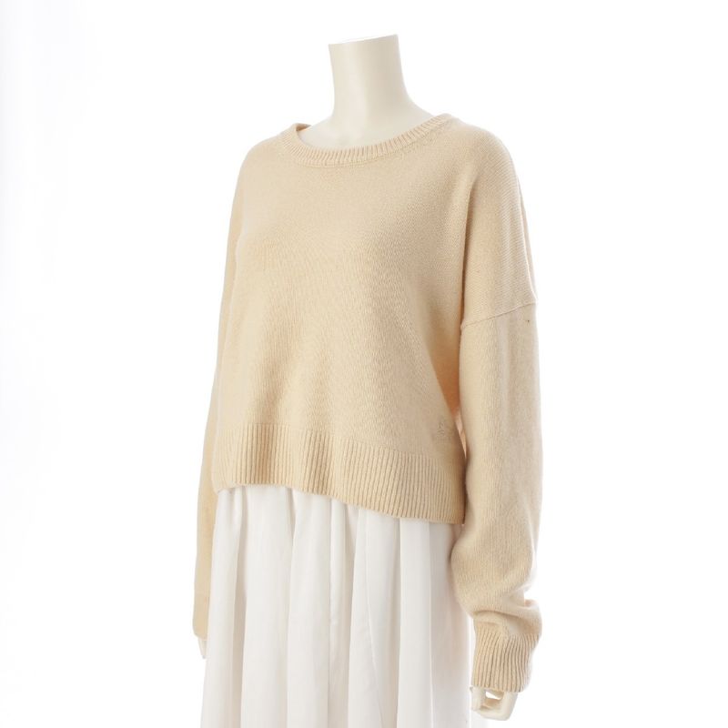 Celine Cashmere Eddy Period Carriage Embroidery Crew Neck Short Length Knit