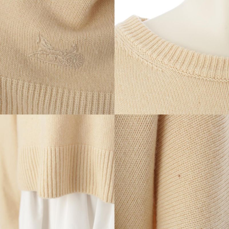 Celine Cashmere Eddy Period Carriage Embroidery Crew Neck Short Length Knit