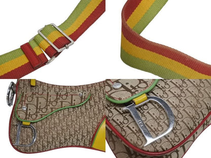 Dior Shoulder Bag Trotter Rasta Leather Canvas Silver — view 4