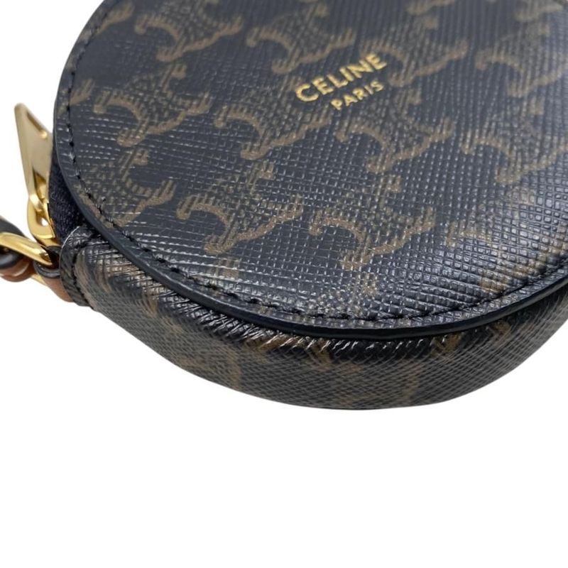 Em4527 Celine Shoulder-coin Case Triomphe 10e232ca Leather Brown Gold Hardware