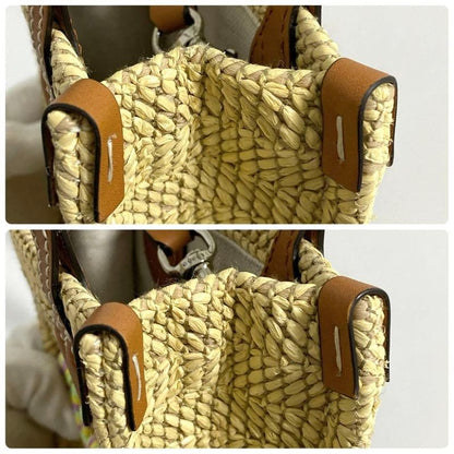 Gucci Basket Shoulder Bag Raffia Logo