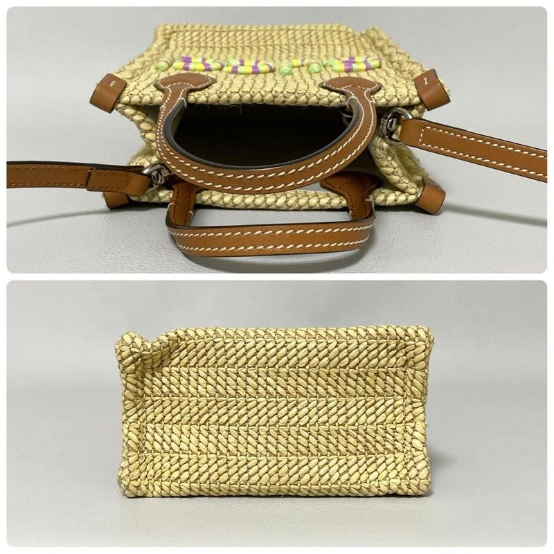 Gucci Basket Shoulder Bag Raffia Logo