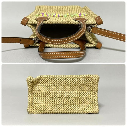 Gucci Basket Shoulder Bag Raffia Logo