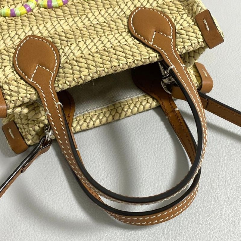 Gucci Basket Shoulder Bag Raffia Logo