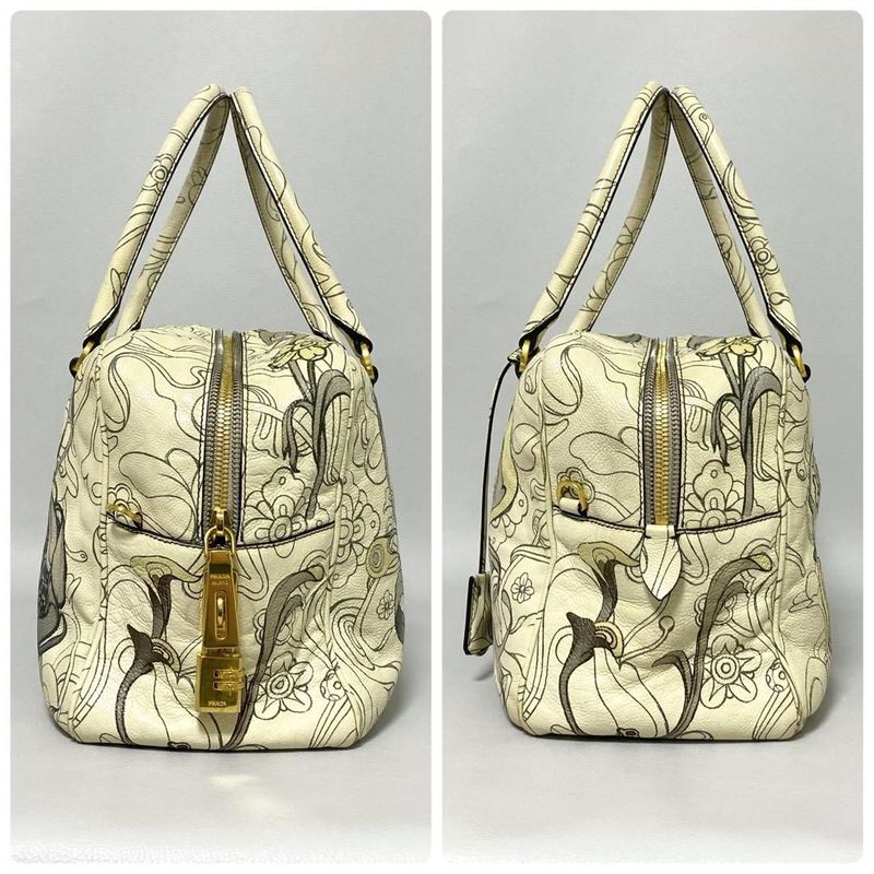 Prada Glace Calf Rabbit Handbag