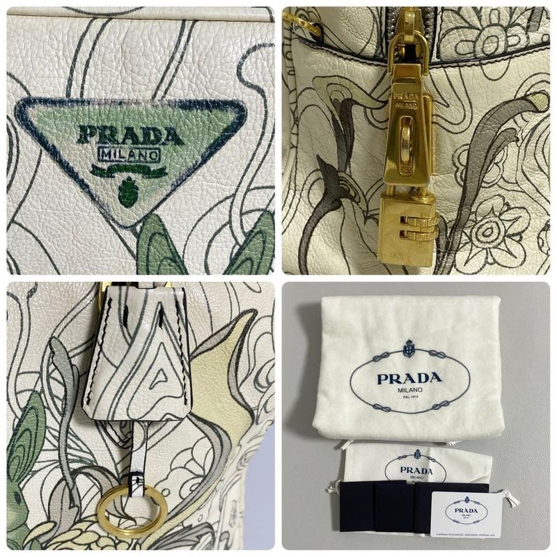 Prada Glace Calf Rabbit Handbag