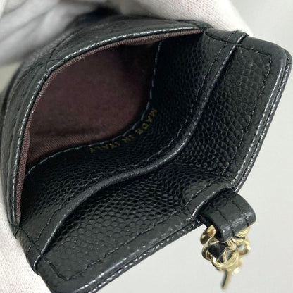 Chanel Quilted Card Case Caviar Leather Black CC Logo