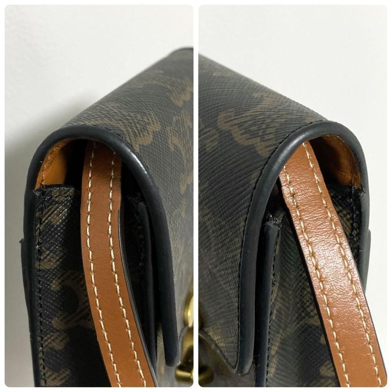 Celine Triomphe Canvas Mobile Pouch Brown