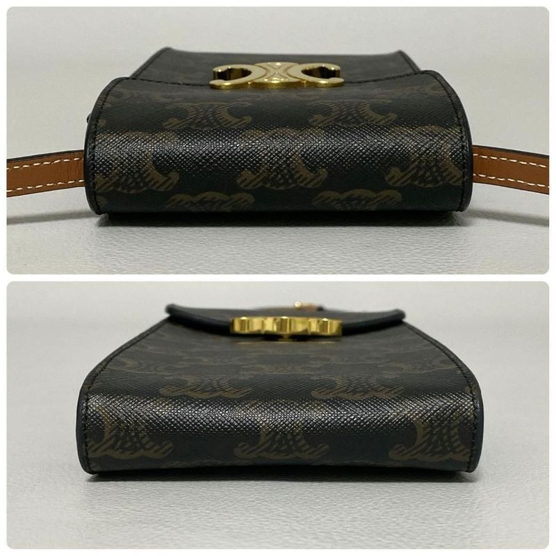 Celine Triomphe Canvas Mobile Pouch Brown