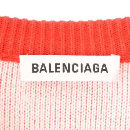 Balenciaga All Over Logo Knit Sweater Long Sleeve S Red 625329 AA