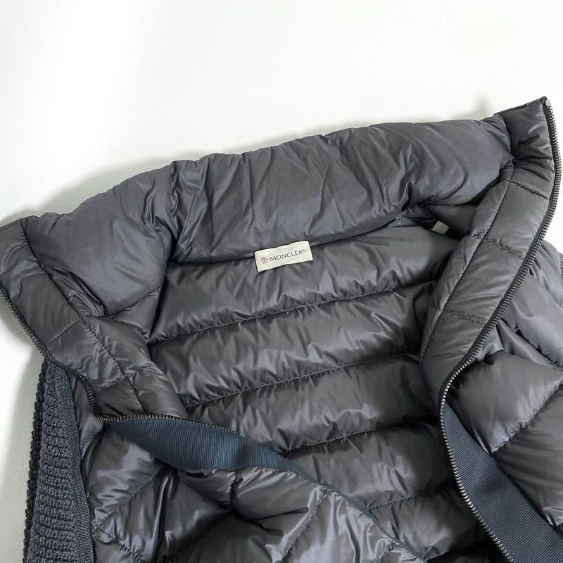 Moncler Knit Down Coat Jacket S Gray