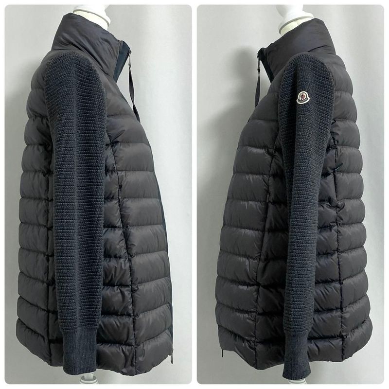 Moncler Knit Down Coat Jacket S Gray