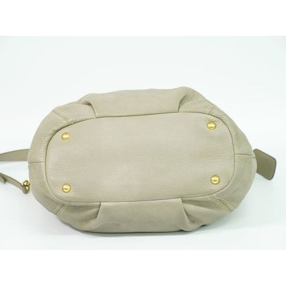 Prada Leather 2-Way Shoulder Bag Handbag Gray