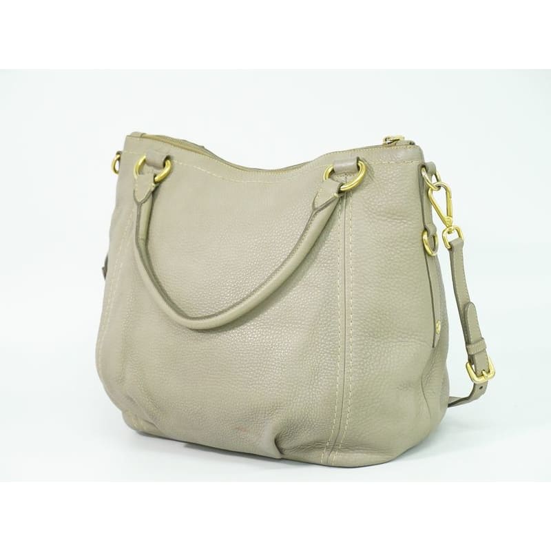 Prada Leather 2-Way Shoulder Bag Handbag Gray