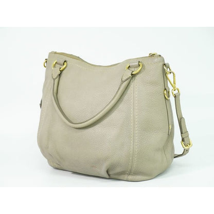 Prada Leather 2-Way Shoulder Bag Handbag Gray