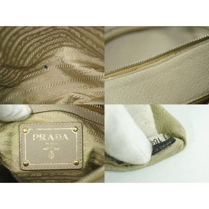 Prada Leather 2-Way Shoulder Bag Handbag Gray