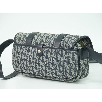 Christian Dior Trotter Shoulder Bag Pochette Canvas Gray Navy