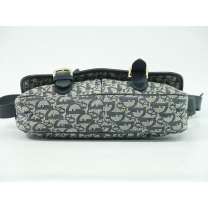 Christian Dior Trotter Shoulder Bag Pochette Canvas Gray Navy