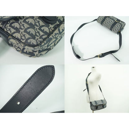 Christian Dior Trotter Shoulder Bag Pochette Canvas Gray Navy