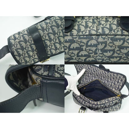 Christian Dior Trotter Shoulder Bag Pochette Canvas Gray Navy