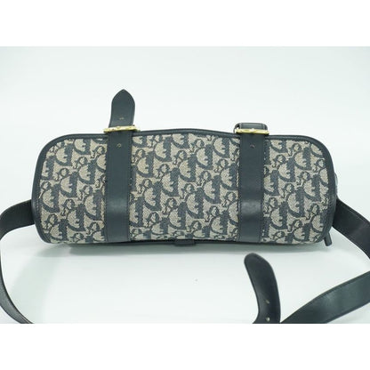 Christian Dior Trotter Shoulder Bag Pochette Canvas Gray Navy