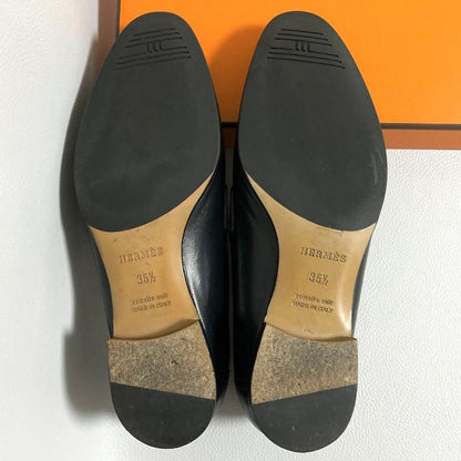 Hermes Moccasins Paris Loafers 35.5 Black