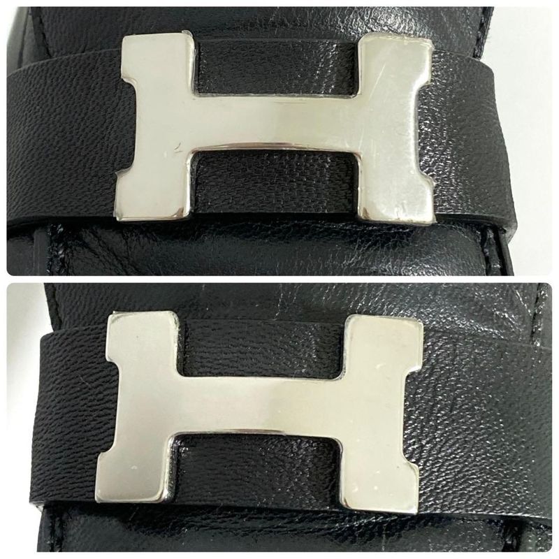 Hermes Moccasins Paris Loafers 35.5 Black