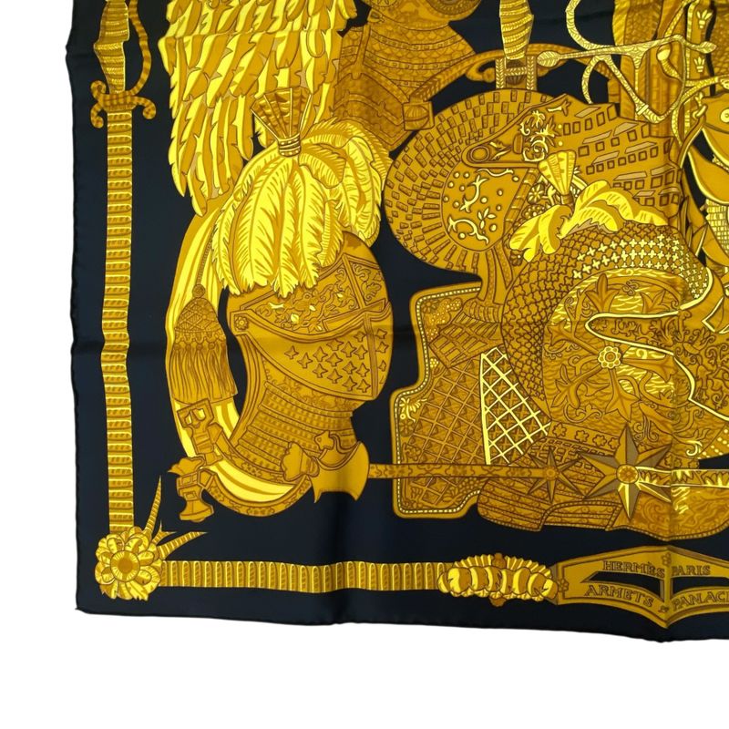 Hermes Kare90 Armets En Panache Feathered Cavalry Helmet Black X Gold Scarf