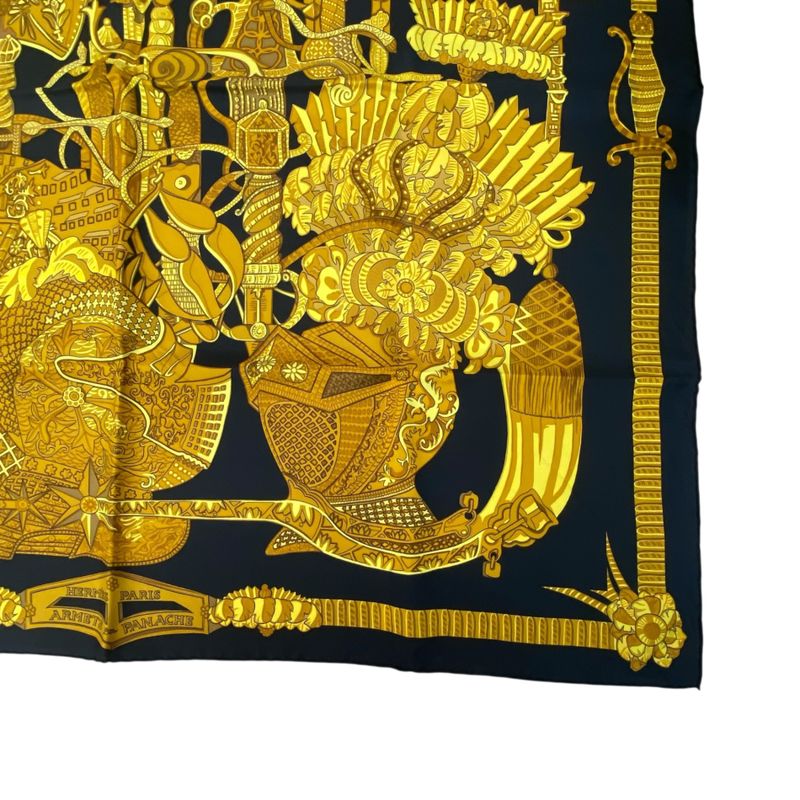 Hermes Kare90 Armets En Panache Feathered Cavalry Helmet Black X Gold Scarf