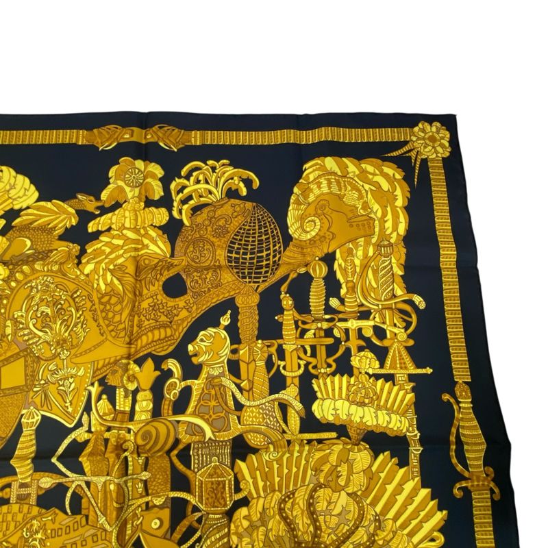 Hermes Kare90 Armets En Panache Feathered Cavalry Helmet Black X Gold Scarf