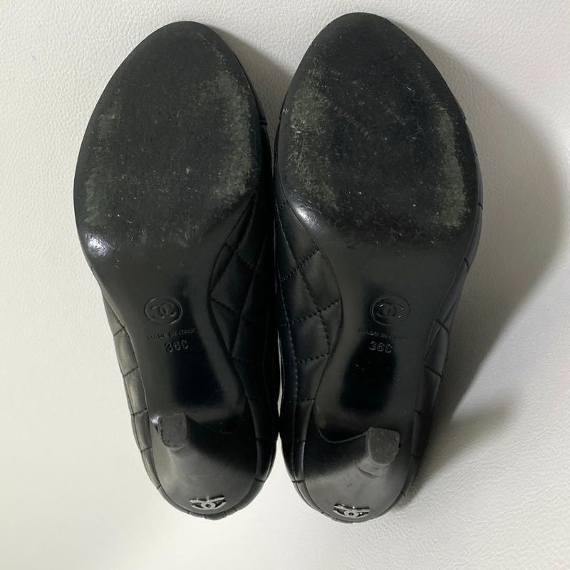 Chanel Quilted Side Gore Boots 36 Black Heel