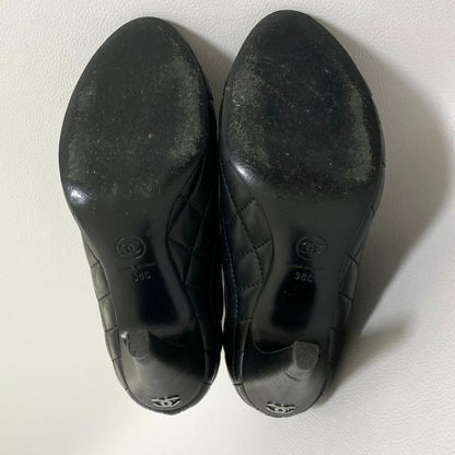 Chanel Quilted Side Gore Boots 36 Black Heel
