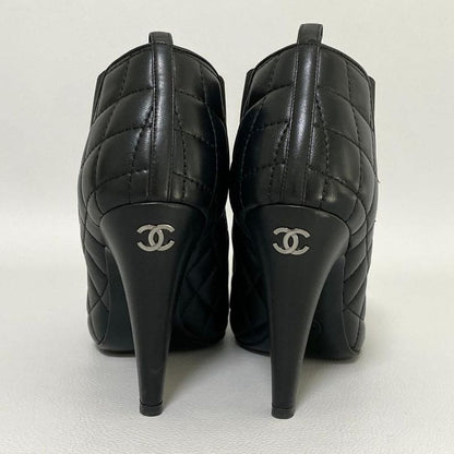 Chanel Quilted Side Gore Boots 36 Black Heel