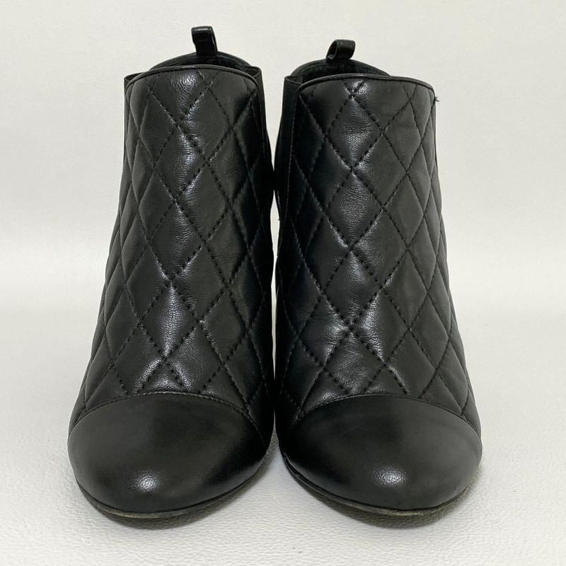Chanel Quilted Side Gore Boots 36 Black Heel