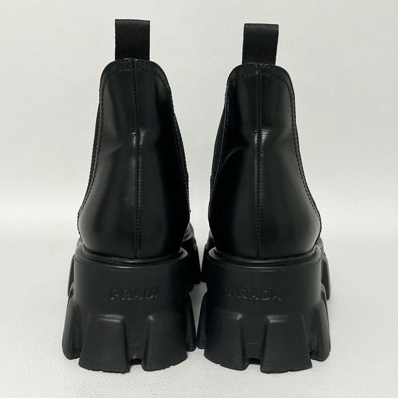 Prada Monolith Side Gore Boots 35.5 Black Short