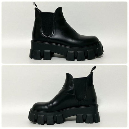 Prada Monolith Side Gore Boots 35.5 Black Short