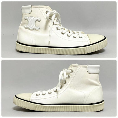 Celine Triomphe Canvas High Cut Sneakers 37 White